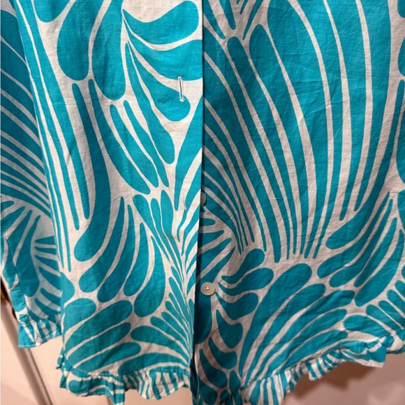 Kate Spade Turquoise and White Patterned Swimsuit Coverup Tunic Like New Size 4 - Picture 4 of 7